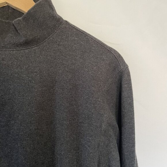 Lands End Mens Gray Mock Neck Long Sleeve Shirt 100% Cotton Size M - Picture 2 of 7